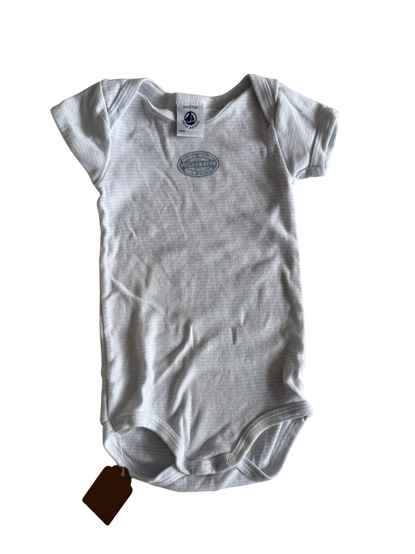 PETIT BATEAU Body kurzarm hellblau weiß 62/68