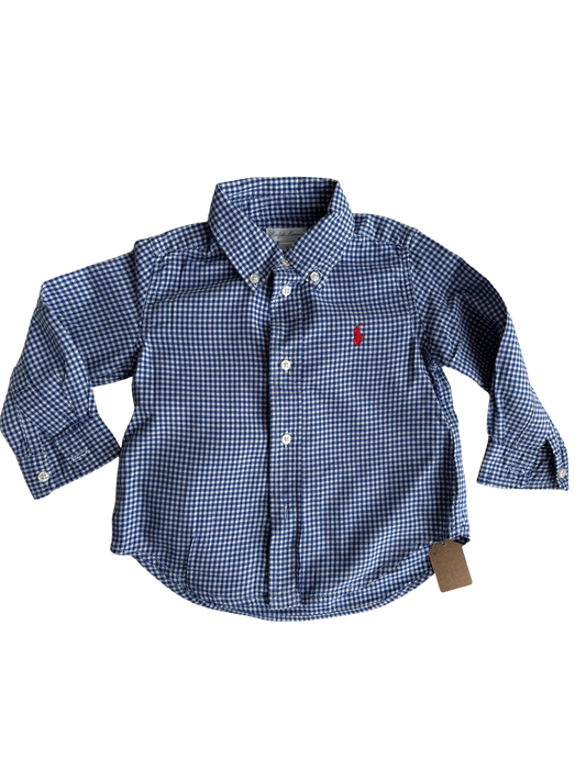 RALPH LAUREN Hemd blau weiß kariert 86