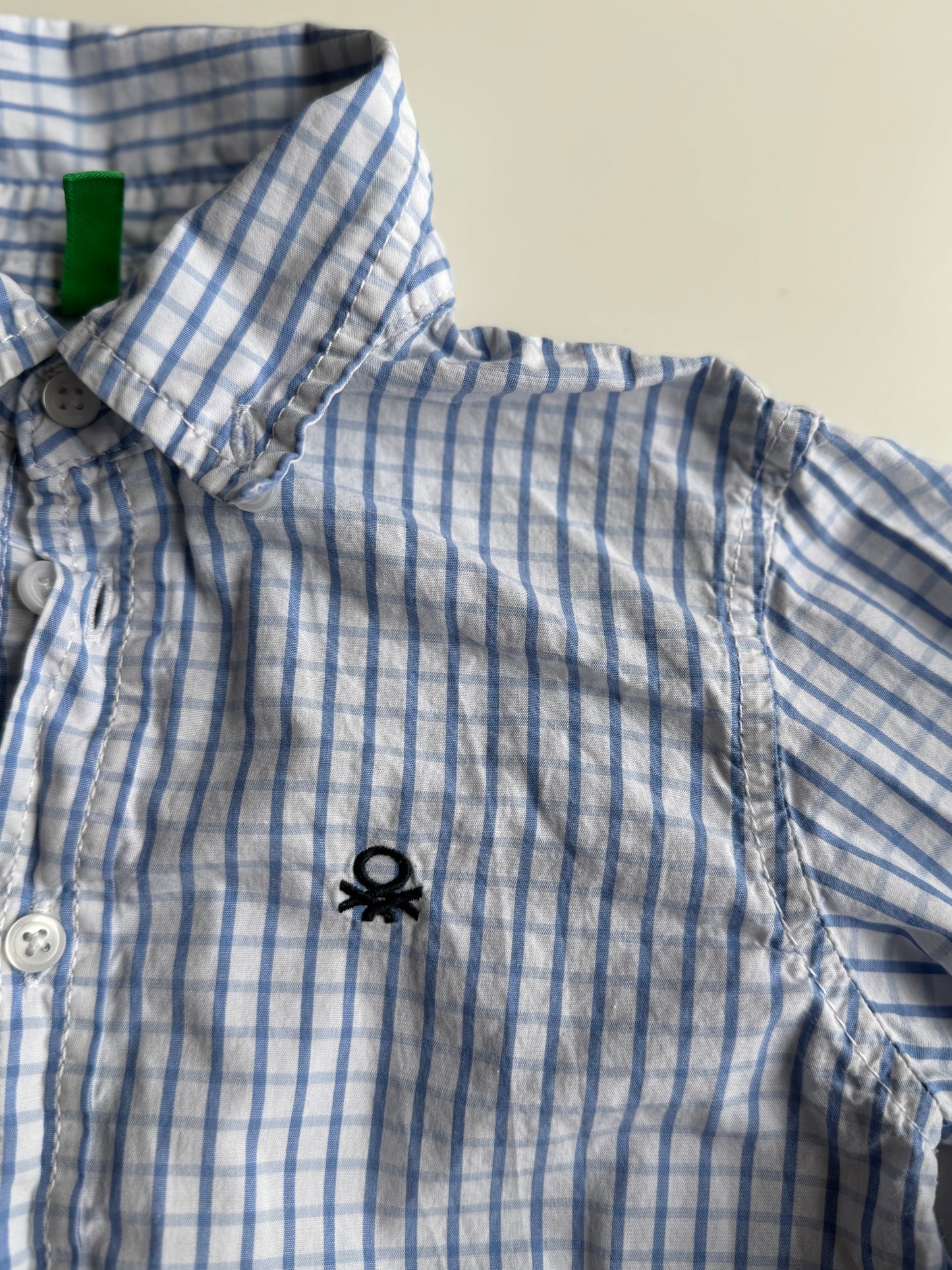 BENETTON Hemd kariert blau weiß 110