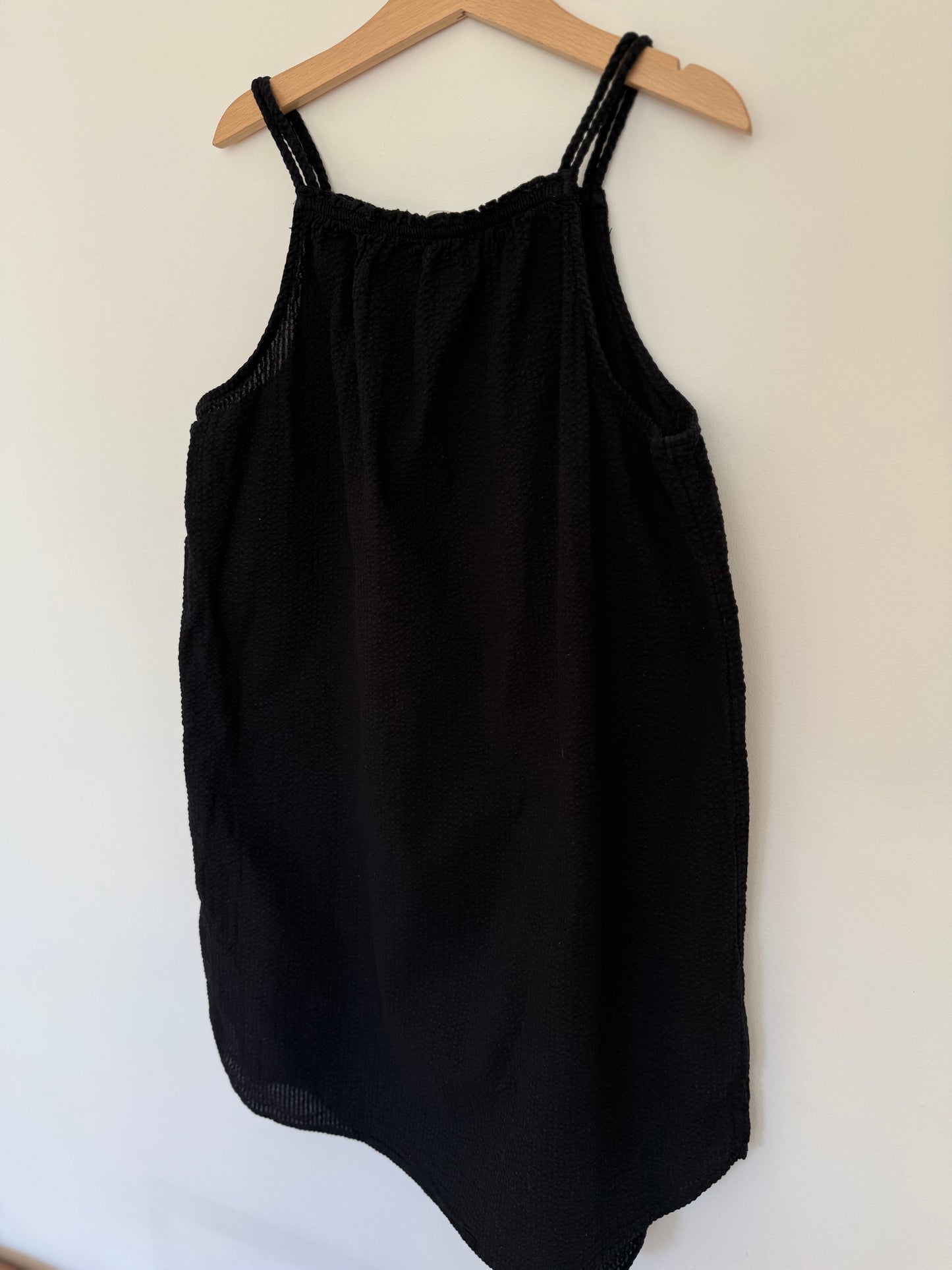 H&M Trägerkleid crincle schwarz 134/140