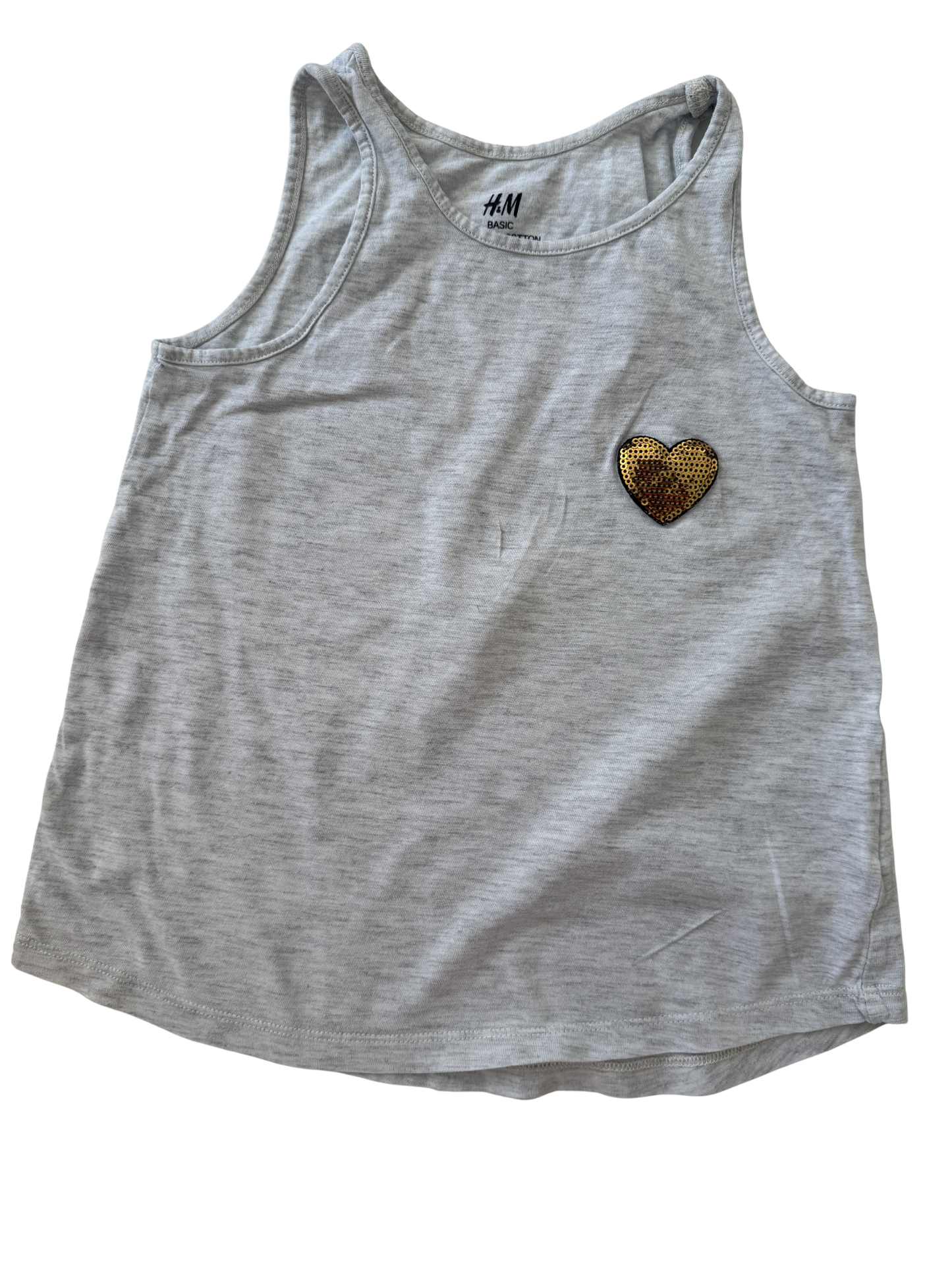 H&M Top grau Herz gold 110/116