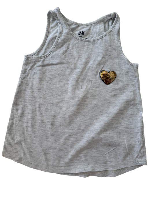 H&M Top grau Herz gold 110/116