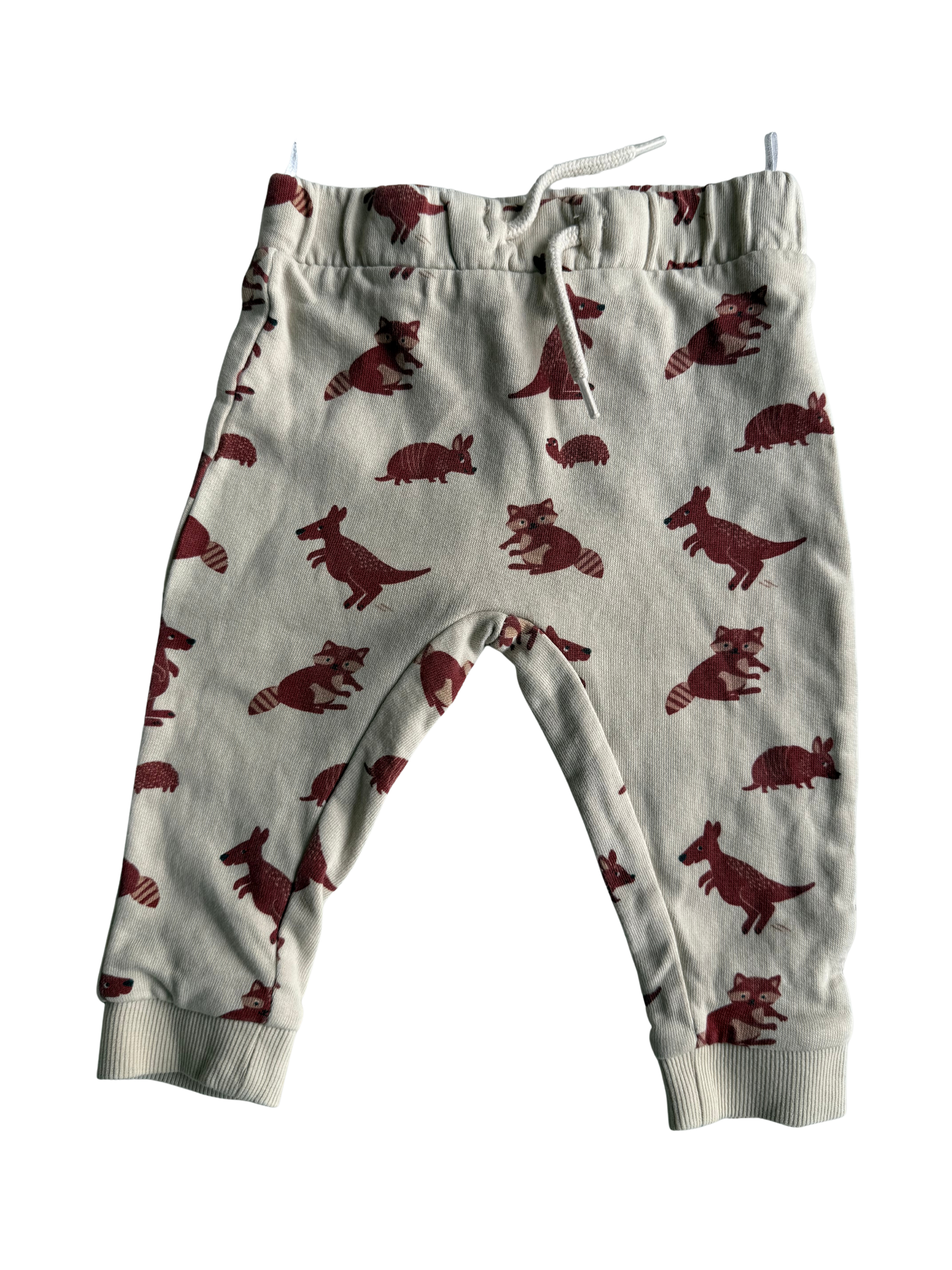 C&A Hose Eichhörnchen Känguruhs beige braun 80