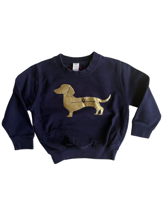 MP Sweatshirt Dackel Gold dunkelblau 98/104