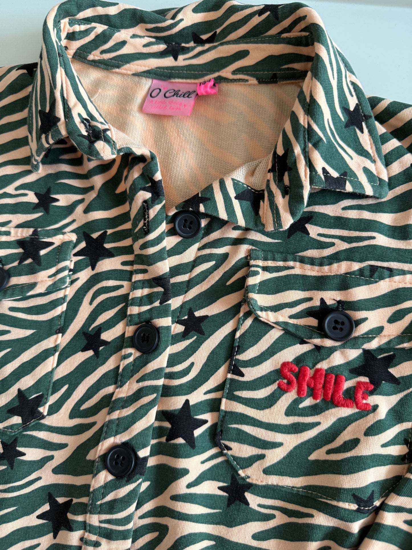 O‘CHILL Hemd Zebra grün beige smile 128/134
