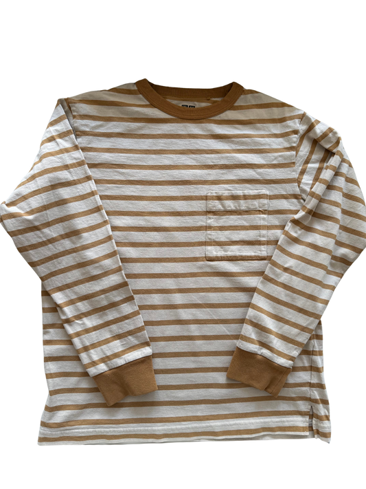 UNIQLO Langarmshirt braun weiß 146/152