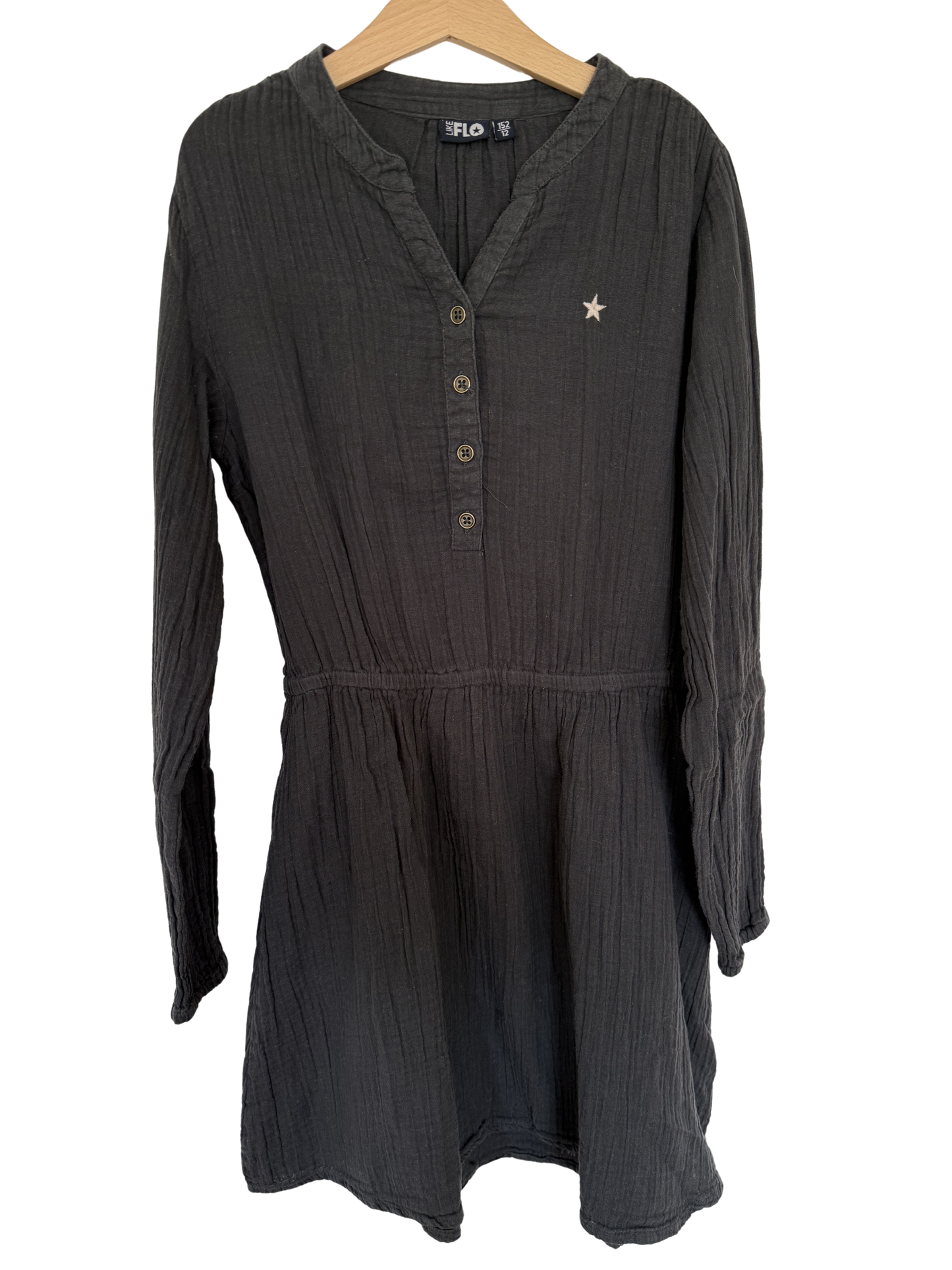 LIKE FLO Kleid dunkelgrau Musselin 152