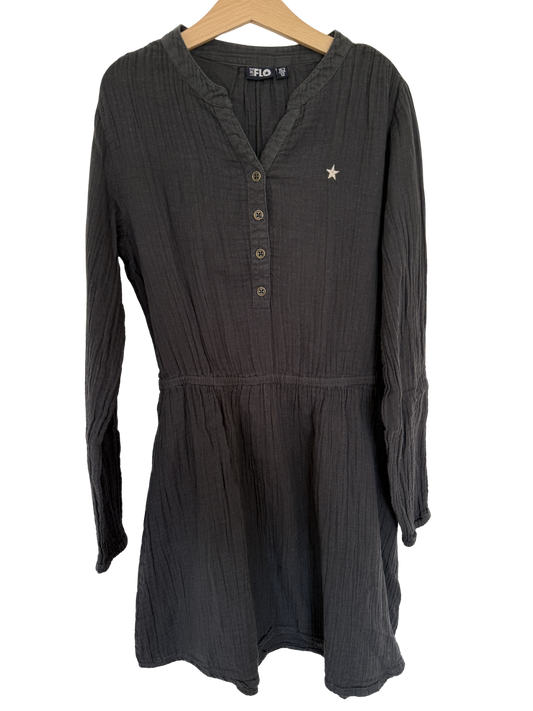LIKE FLO Kleid dunkelgrau Musselin 152