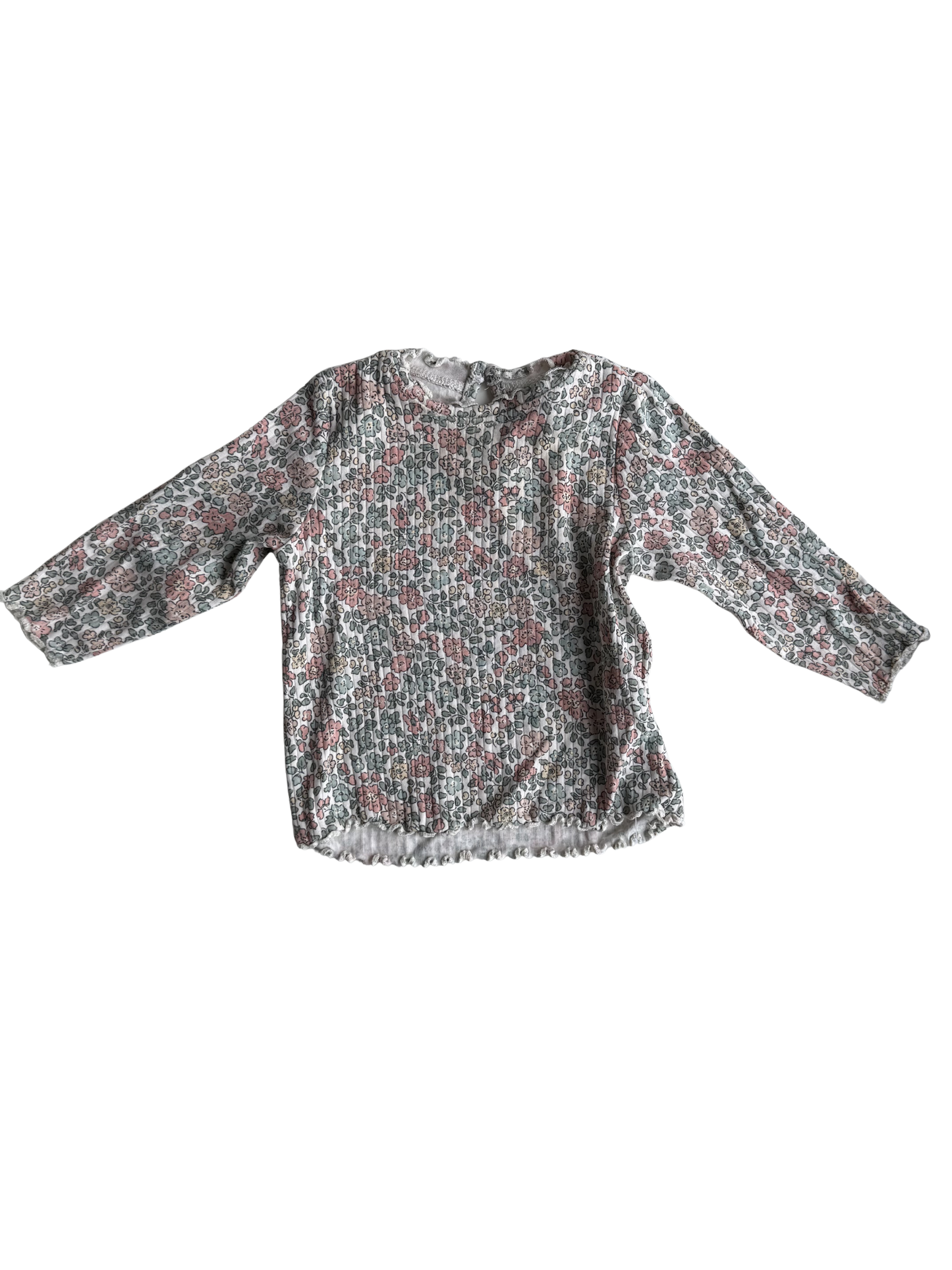 H&M Langarmshirt Ripp Streublumen 68