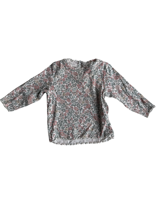 H&M Langarmshirt Ripp Streublumen 68