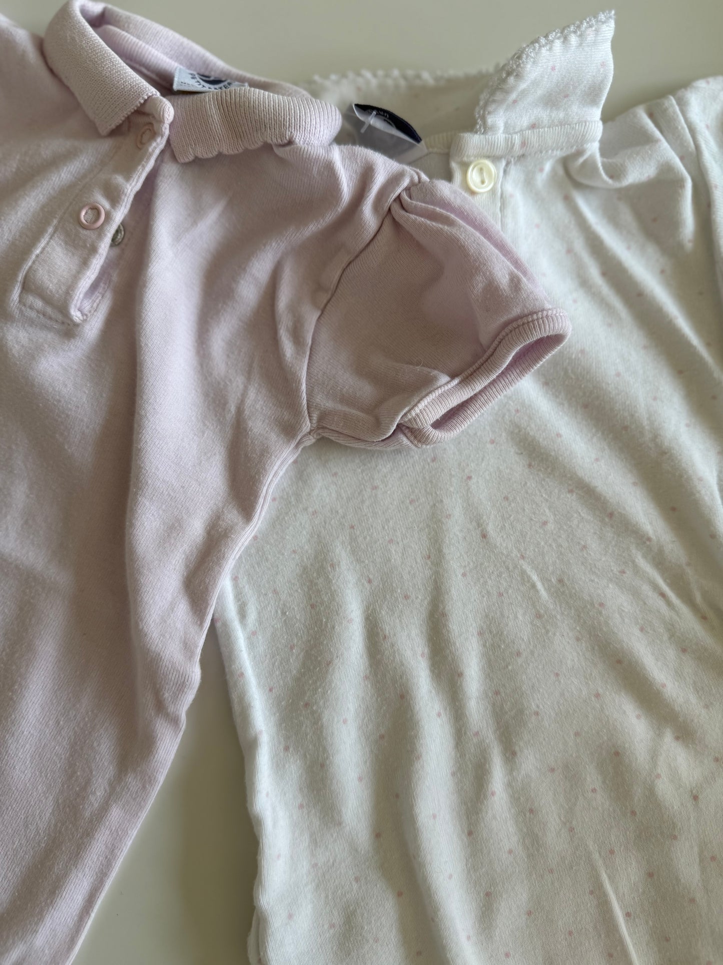 PETIT BATEAU Body Set kurzarm rosa weiß 62/68