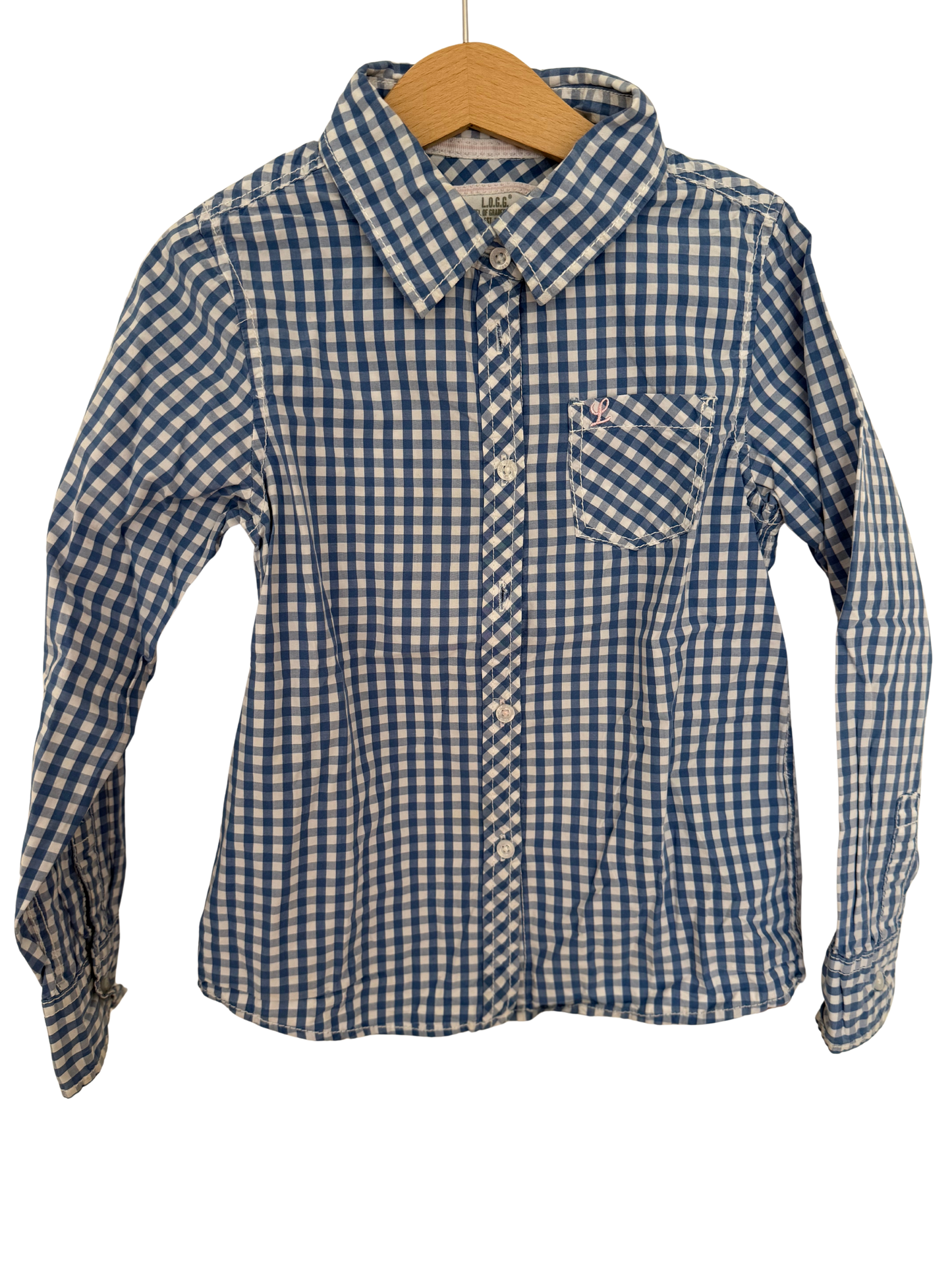 H&M Bluse kariert blau weiß 122