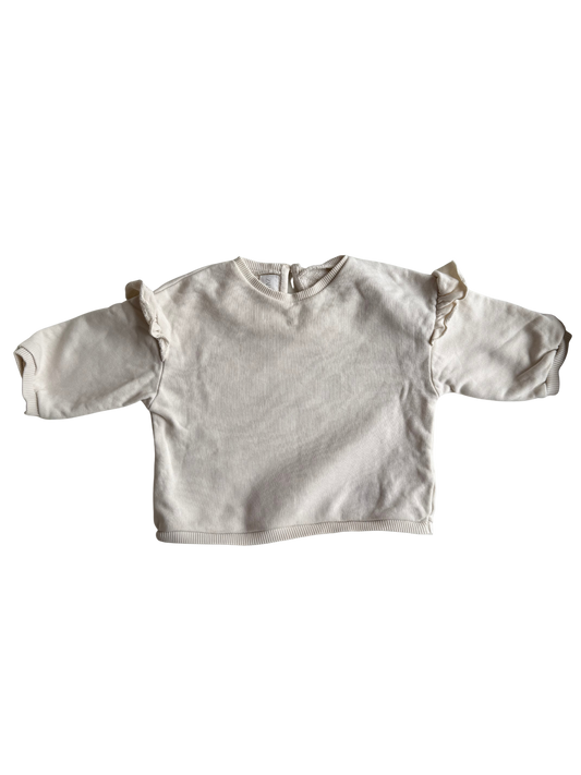 ZARA Sweatshirt Rüschen weiß 68