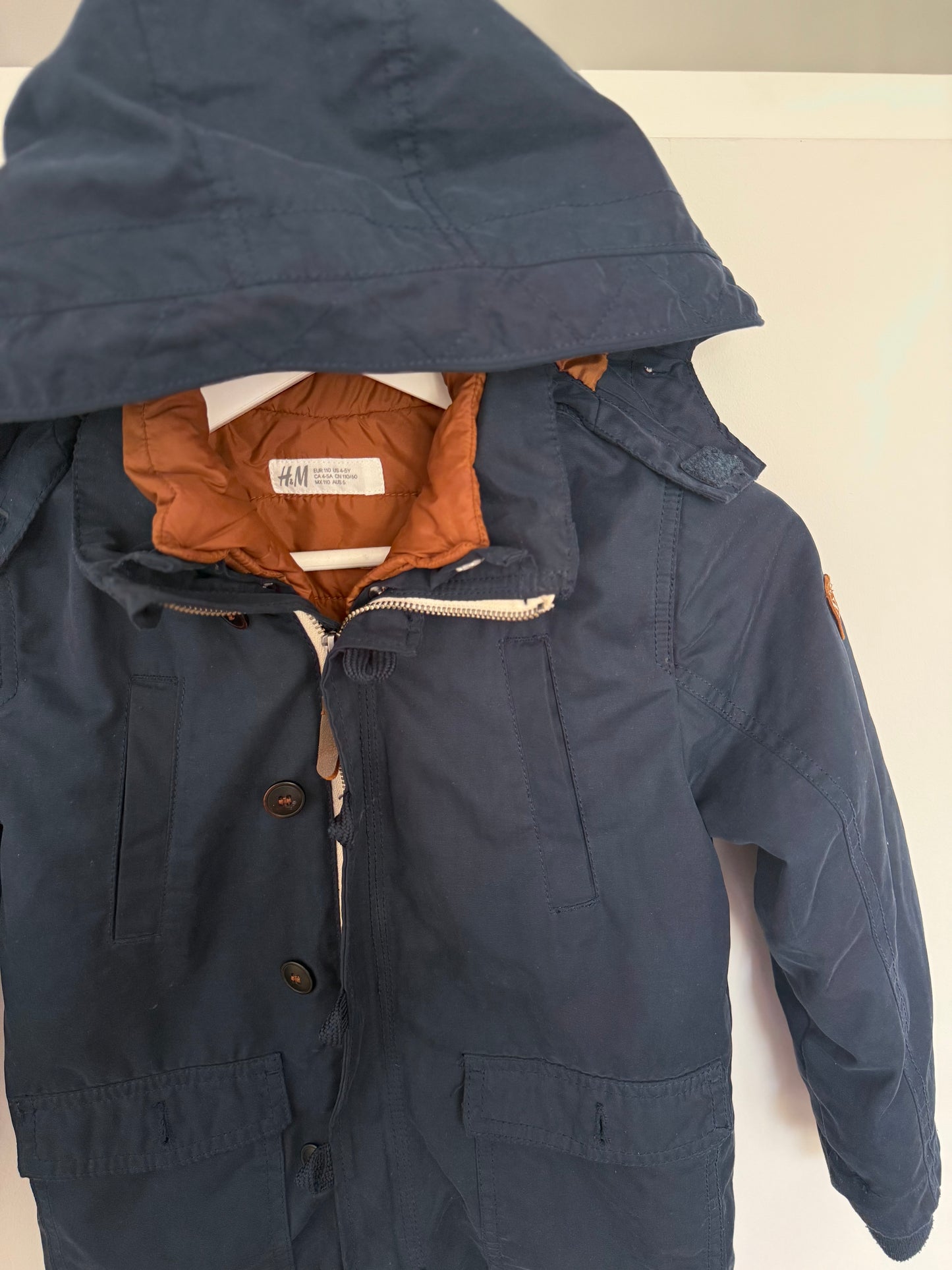 H&M Herbst- und Winterjacke dunkelblau braun 110