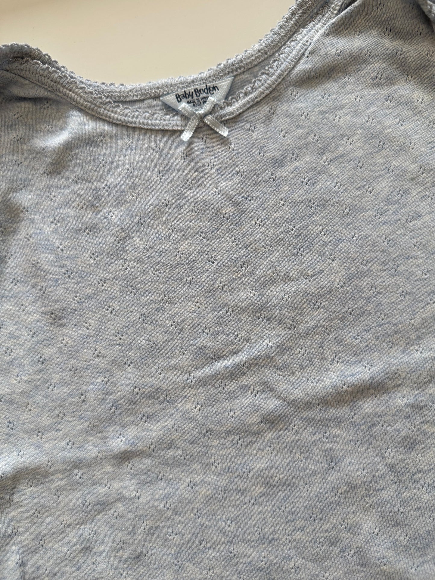 BABY BODEN Langarmshirt hellblau grau 92/98