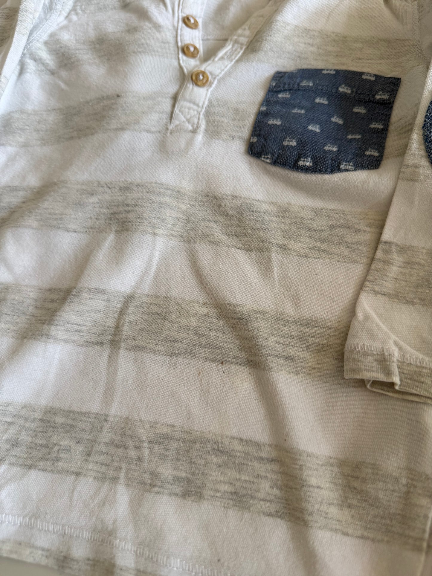 H&M Set Langarmshirts blau weiß grau 80