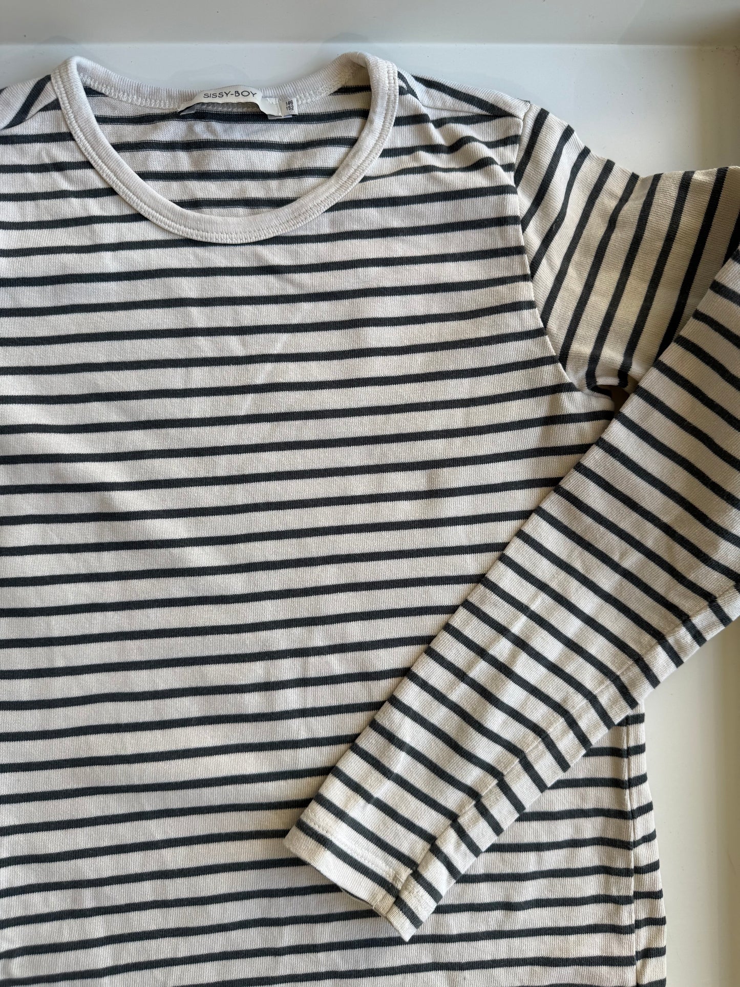 SISSY BOY Langarmshirt gestreift Creme weiß blau 146/152