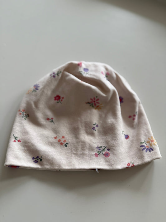H&M Mütze Beanie weiß Blümchen 74/80
