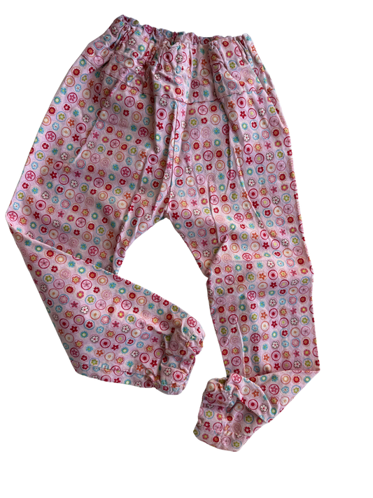 HANDMADE Hose kunterbunt pink 110/116