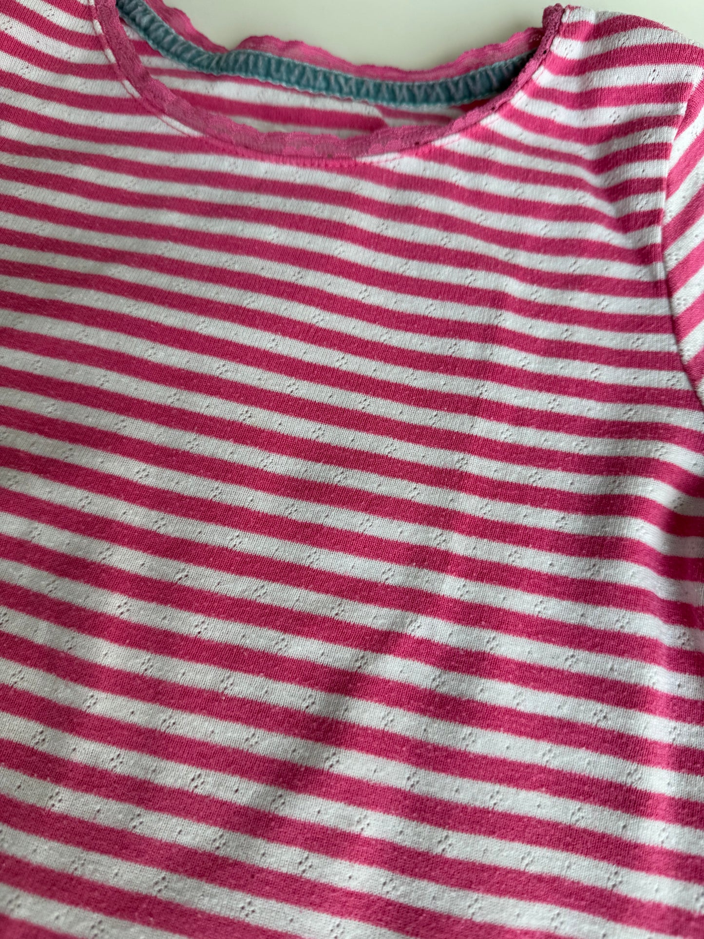 MINI BODEN Langarmshirt Pointelle pink weiß gestreift 128