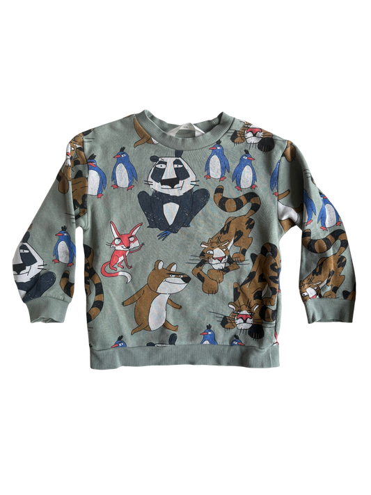 H&M Sweatshirt Tiere grün 98/104
