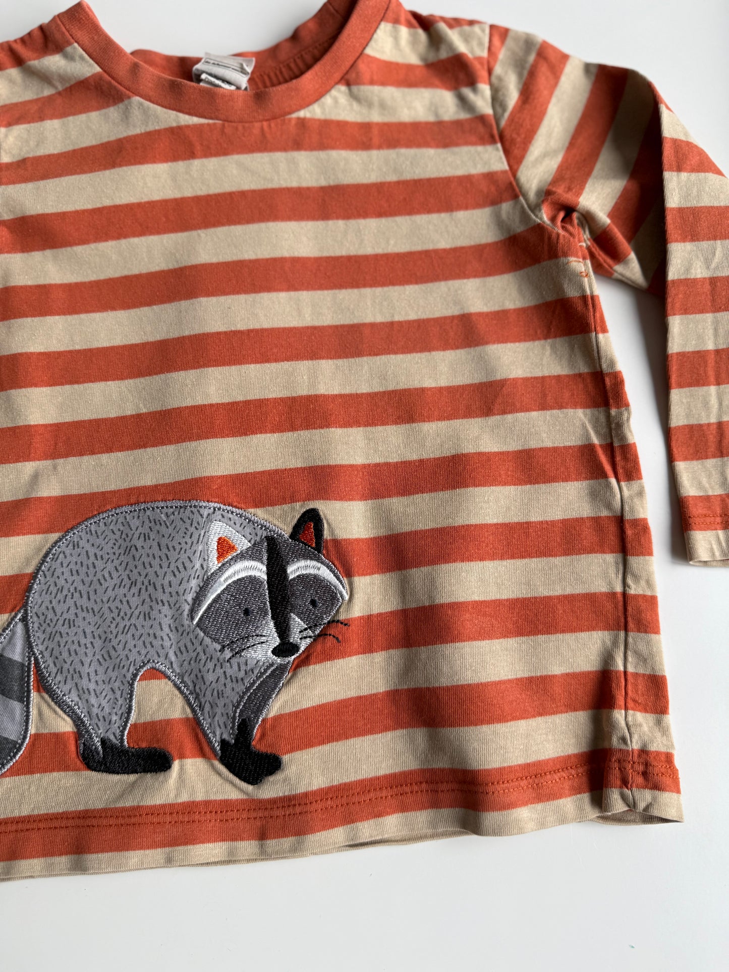 ALANA Langarmshirt Streifen Waschbär orange beige 98