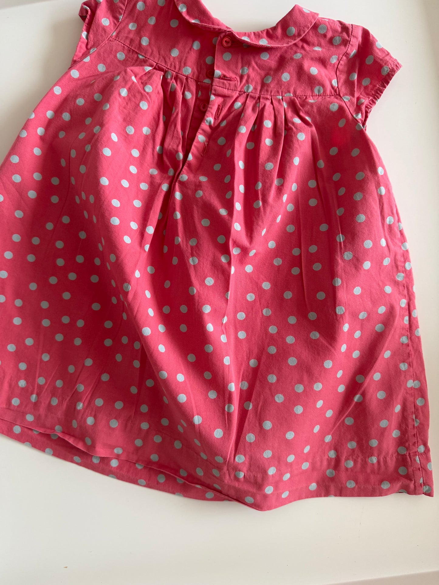 BONPOINT Kleid Sommerkleid pink hellblau Punkte 92