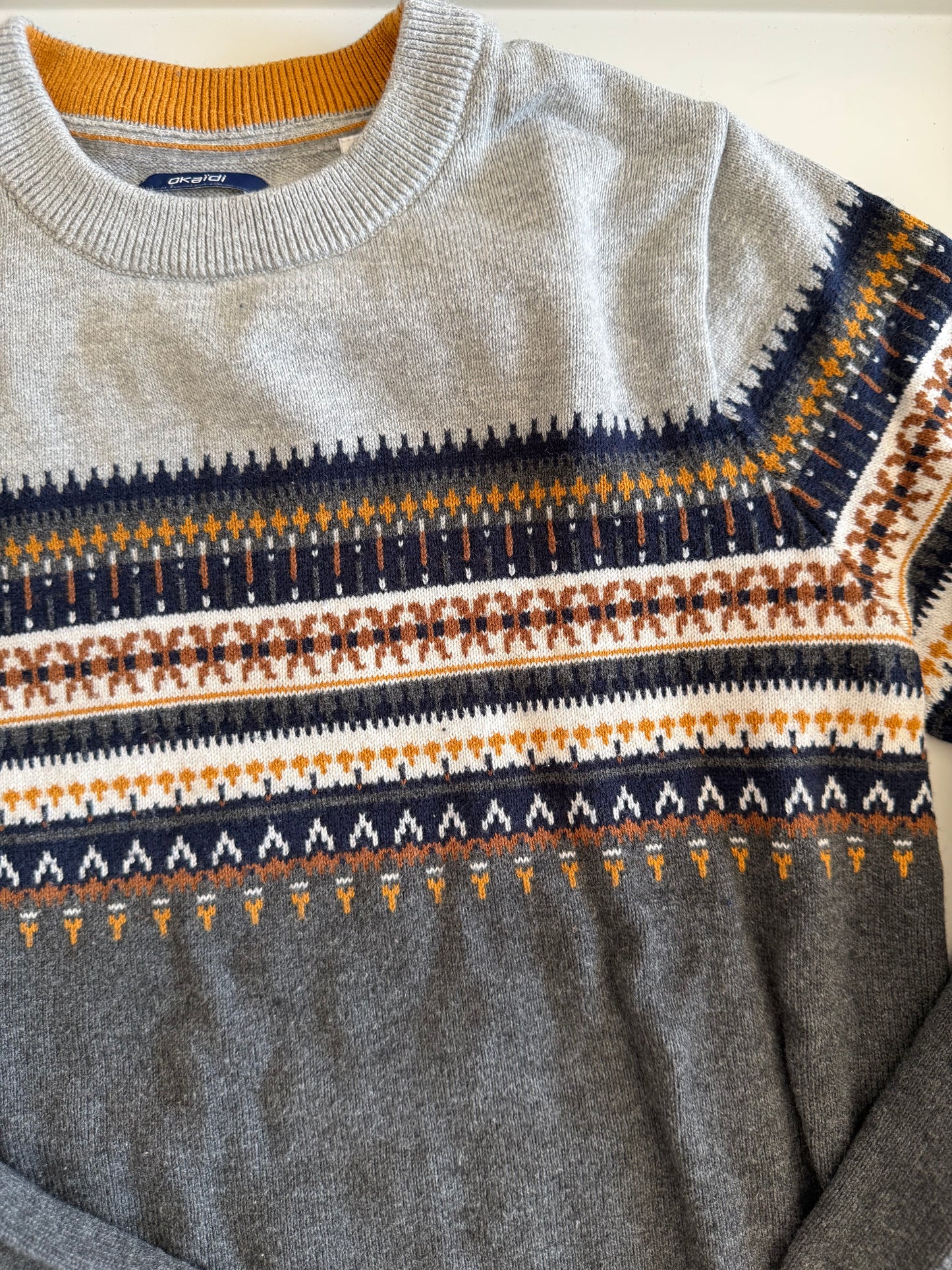 OKAIDI Pullover Norweger Muster grau 152
