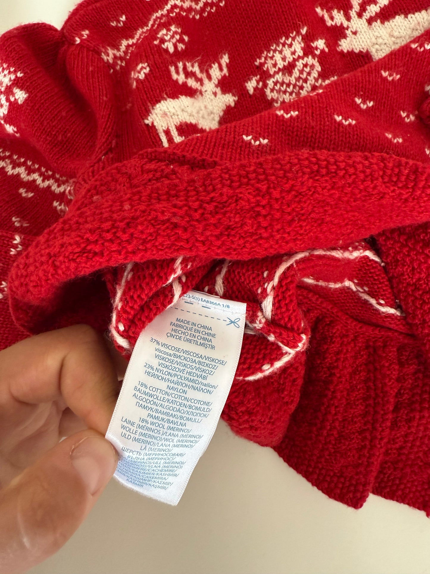 RALPH LAUREN Strickjacke Norweger rot weiß 80