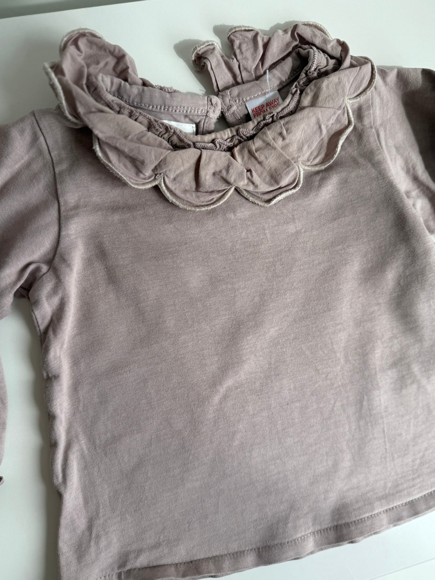 ZARA Langarmshirt braun beige 80