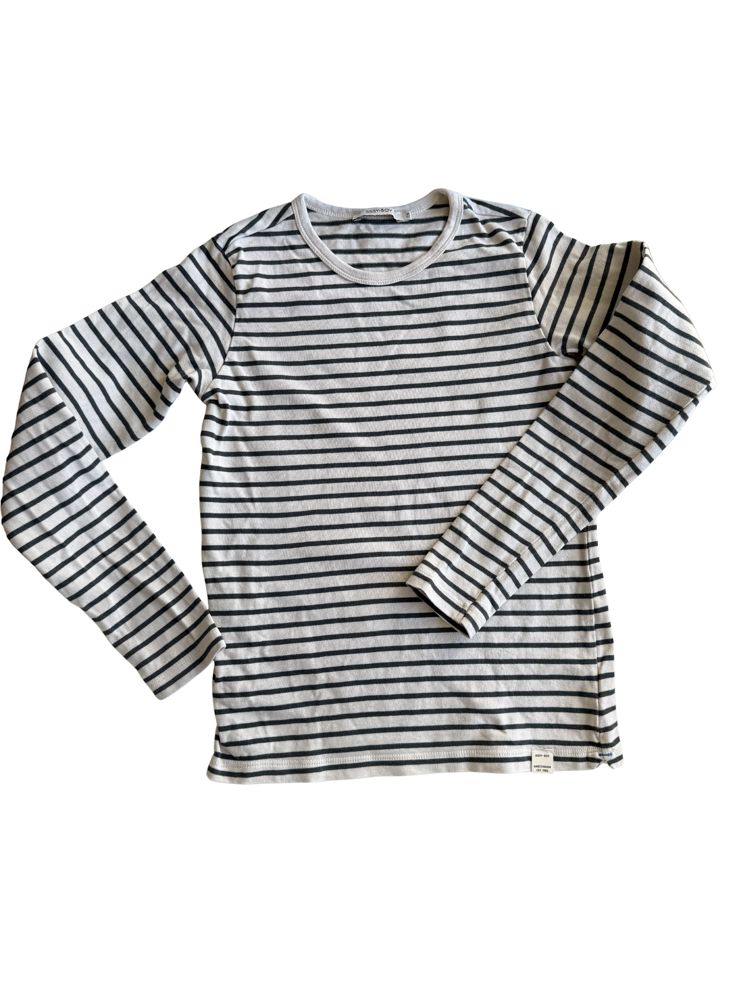 SISSY BOY Langarmshirt gestreift Creme weiß blau 146/152