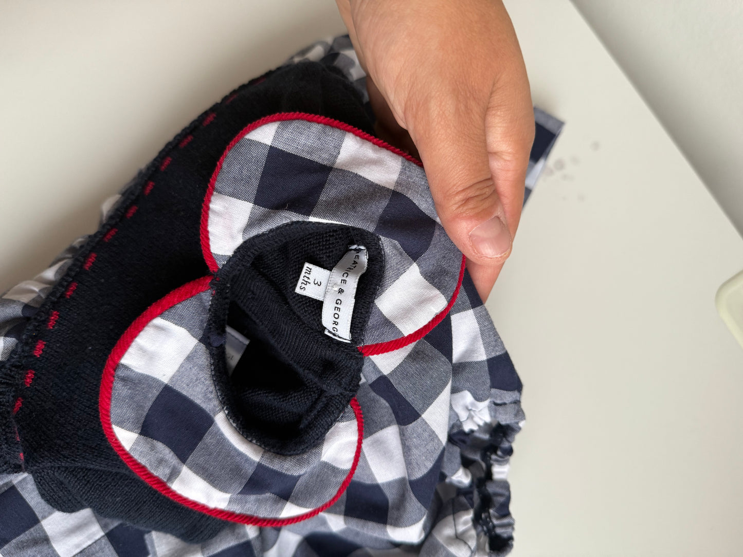 BEATRICE & GEORGE Kleid blau weiß kariert 62/68