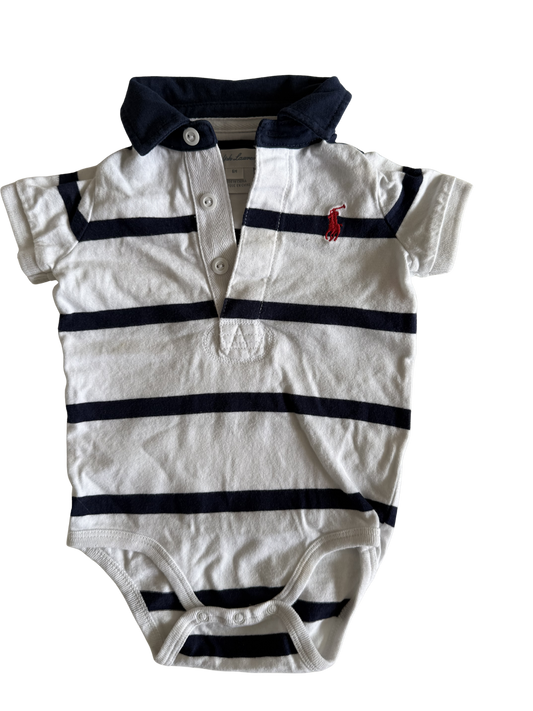 RALPH LAUREN Body Kurzarm Polo weiß blau 68