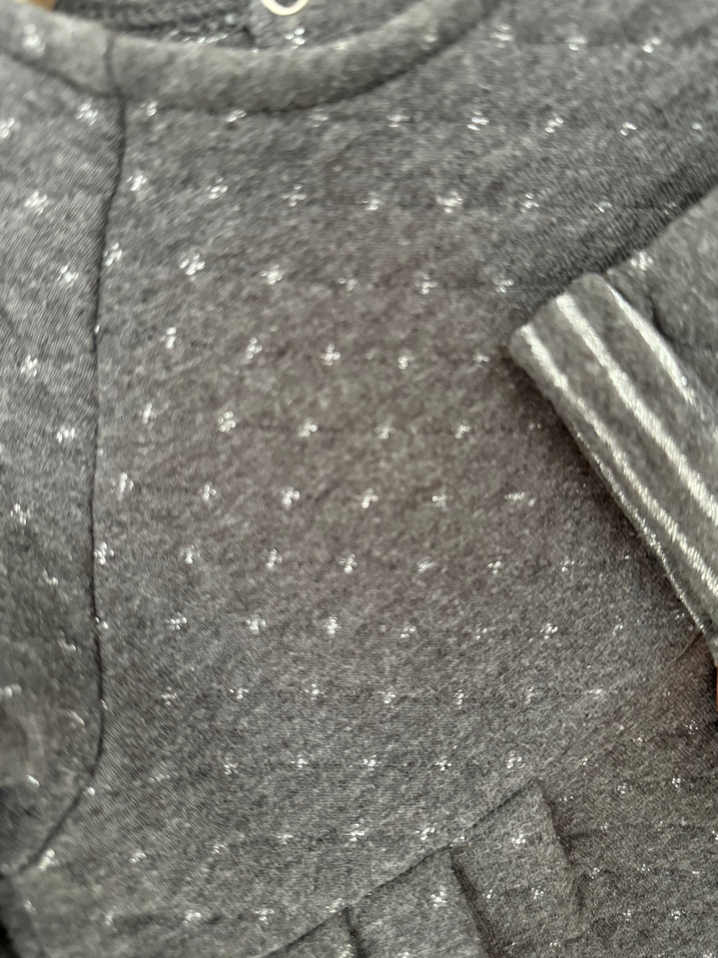 BENETTON Kleid dunkelgrau Silber festlich 80