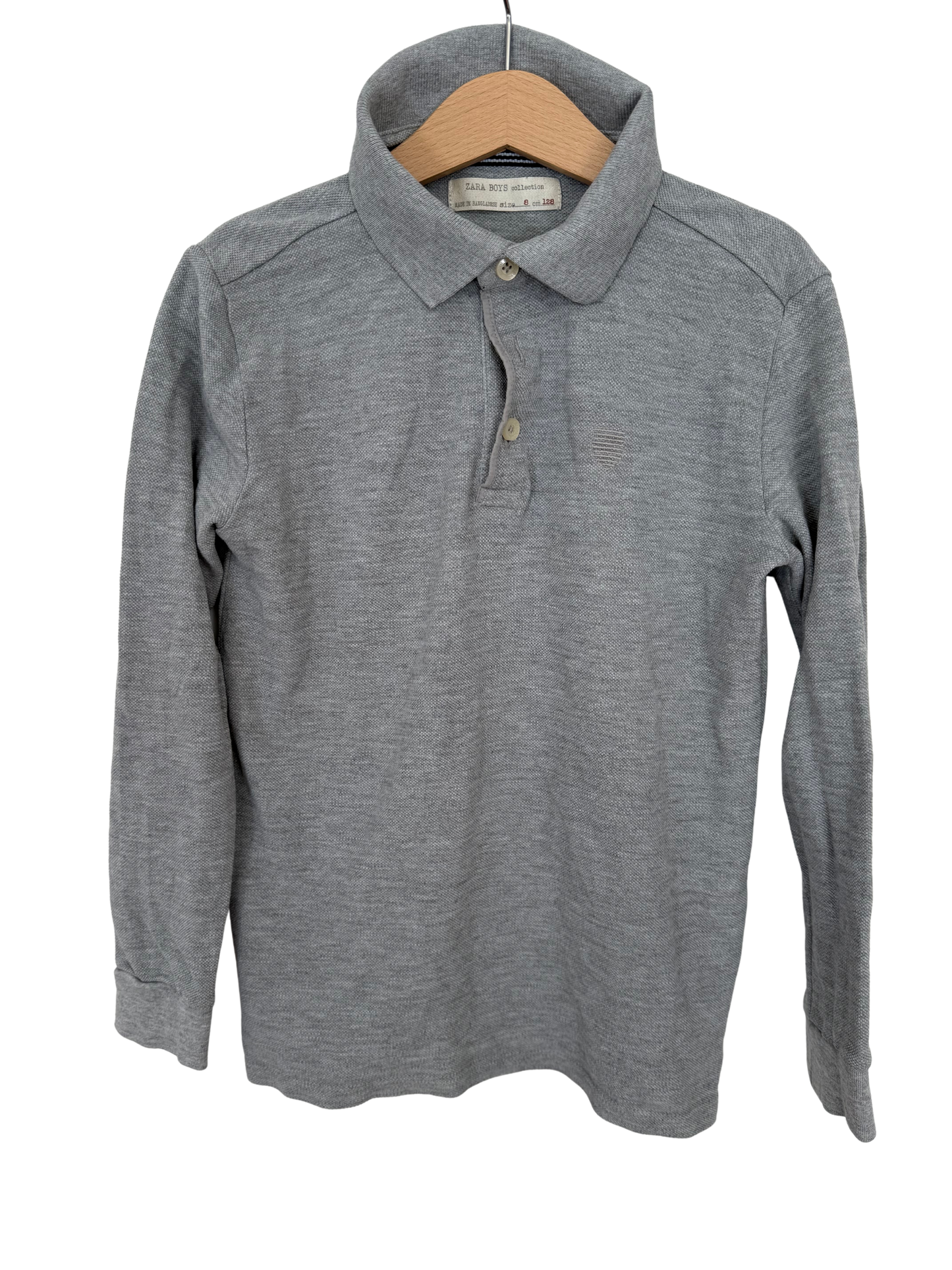 ZARA Langarmshirt Polo grau 128