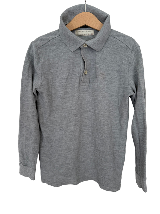 ZARA Langarmshirt Polo grau 128