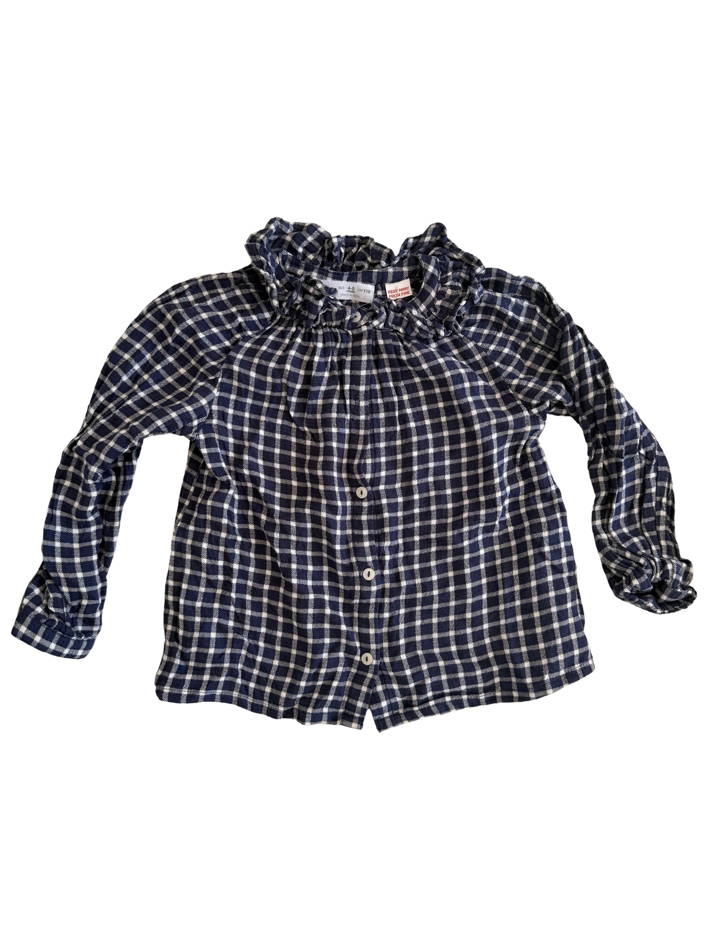 ZARA Bluse blau weiß kariert 110