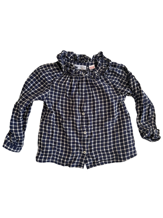 ZARA Bluse blau weiß kariert 110