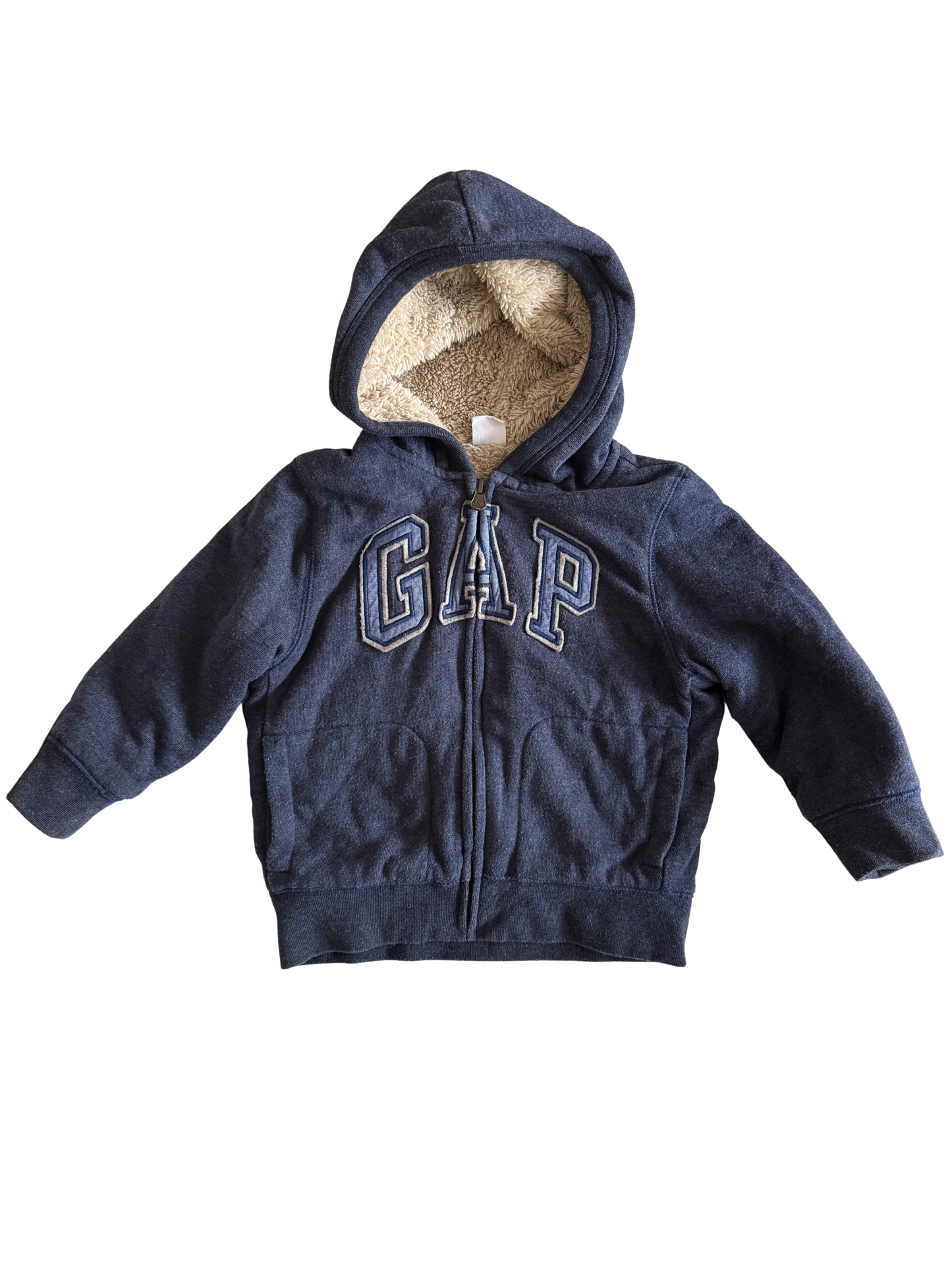 GAP Sweatjacke Kuscheljacke Teddyfell dunkelblau beige 98