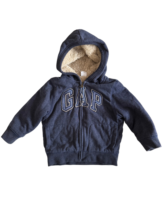 GAP Sweatjacke Kuscheljacke Teddyfell dunkelblau beige 98