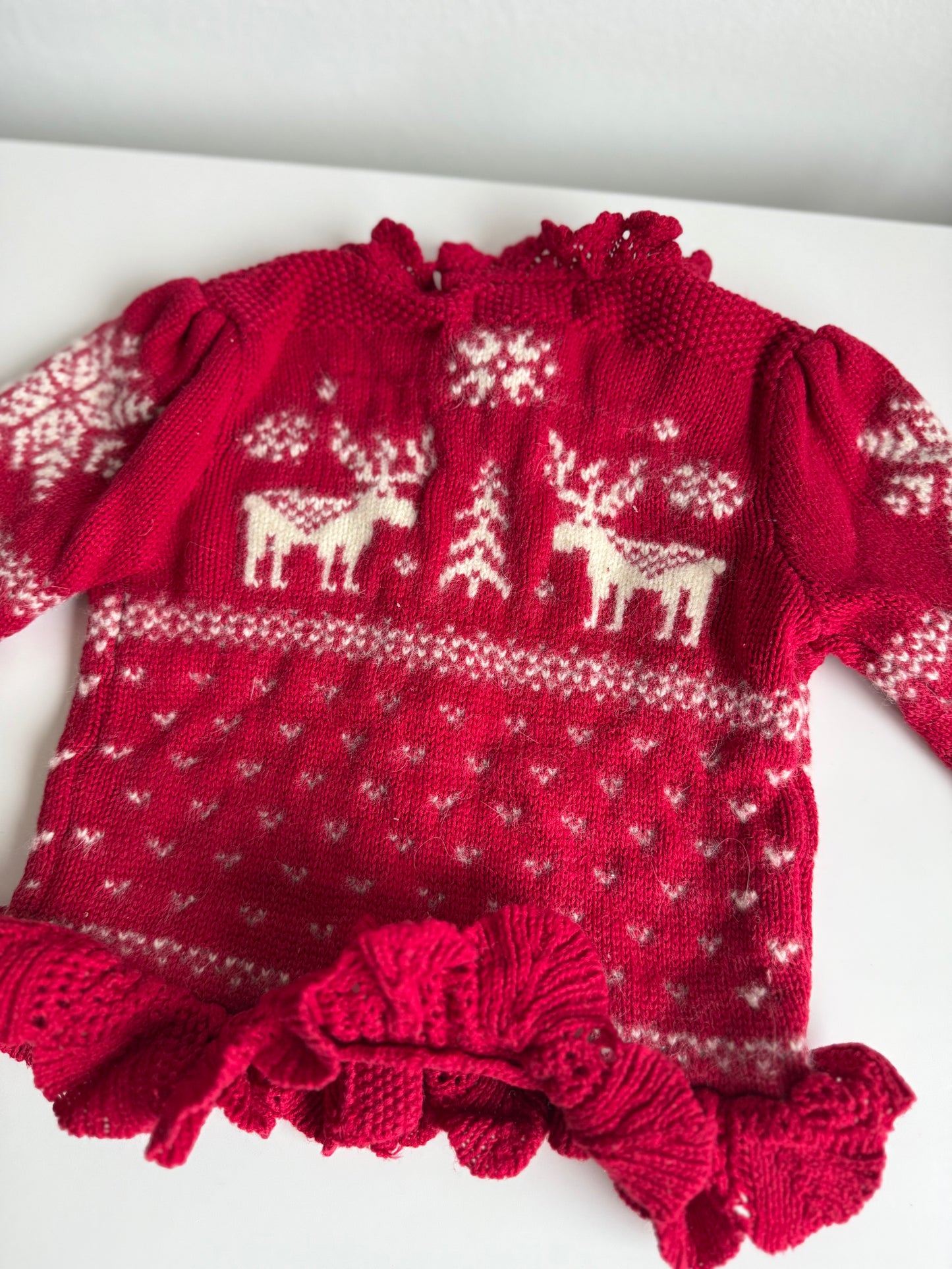 RALPH LAUREN Strickjacke rot weiß Weihnachten Wolle 74