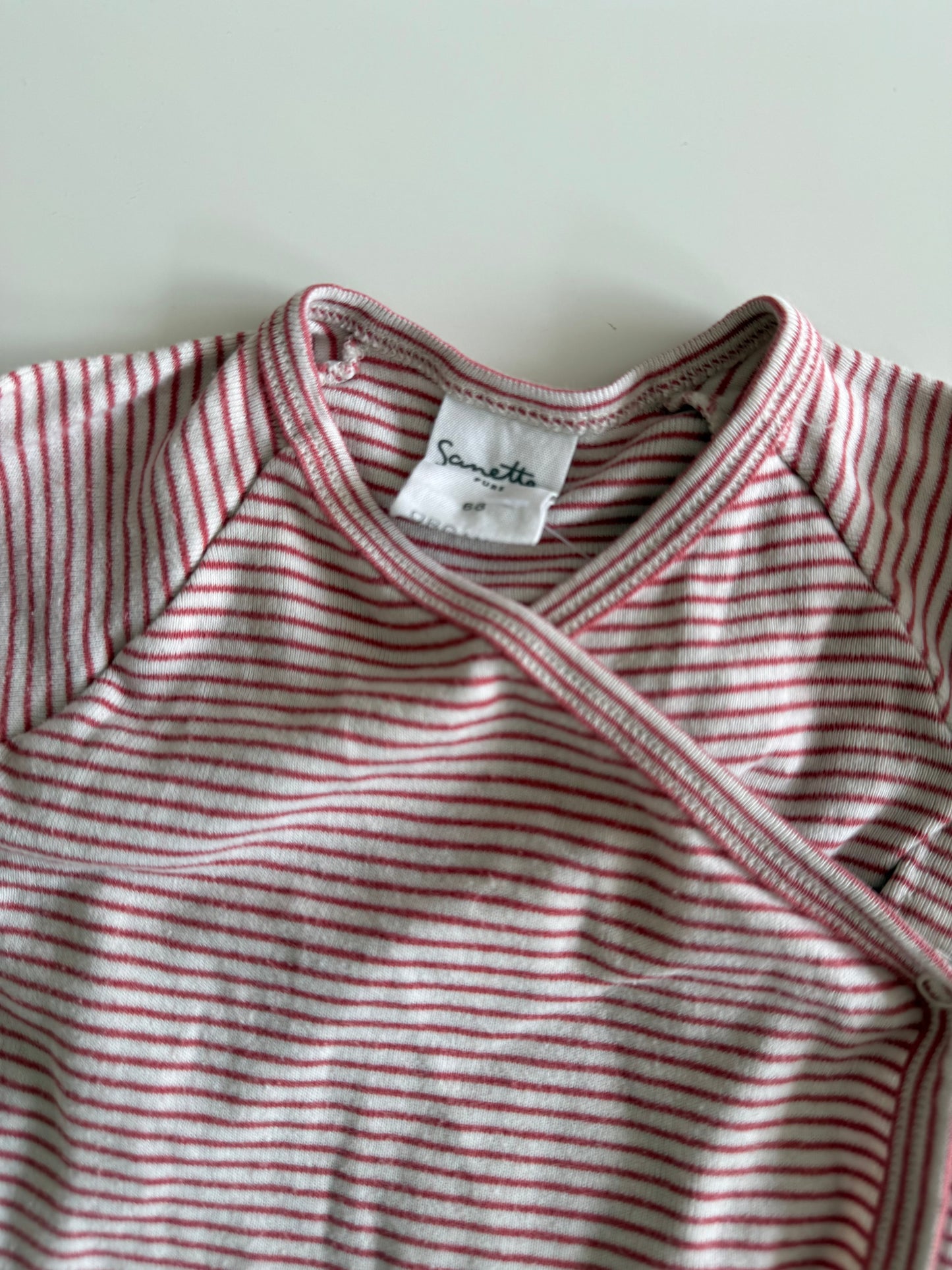 SANETTA Wickelbody altrosa-rot weiß gestreift 68