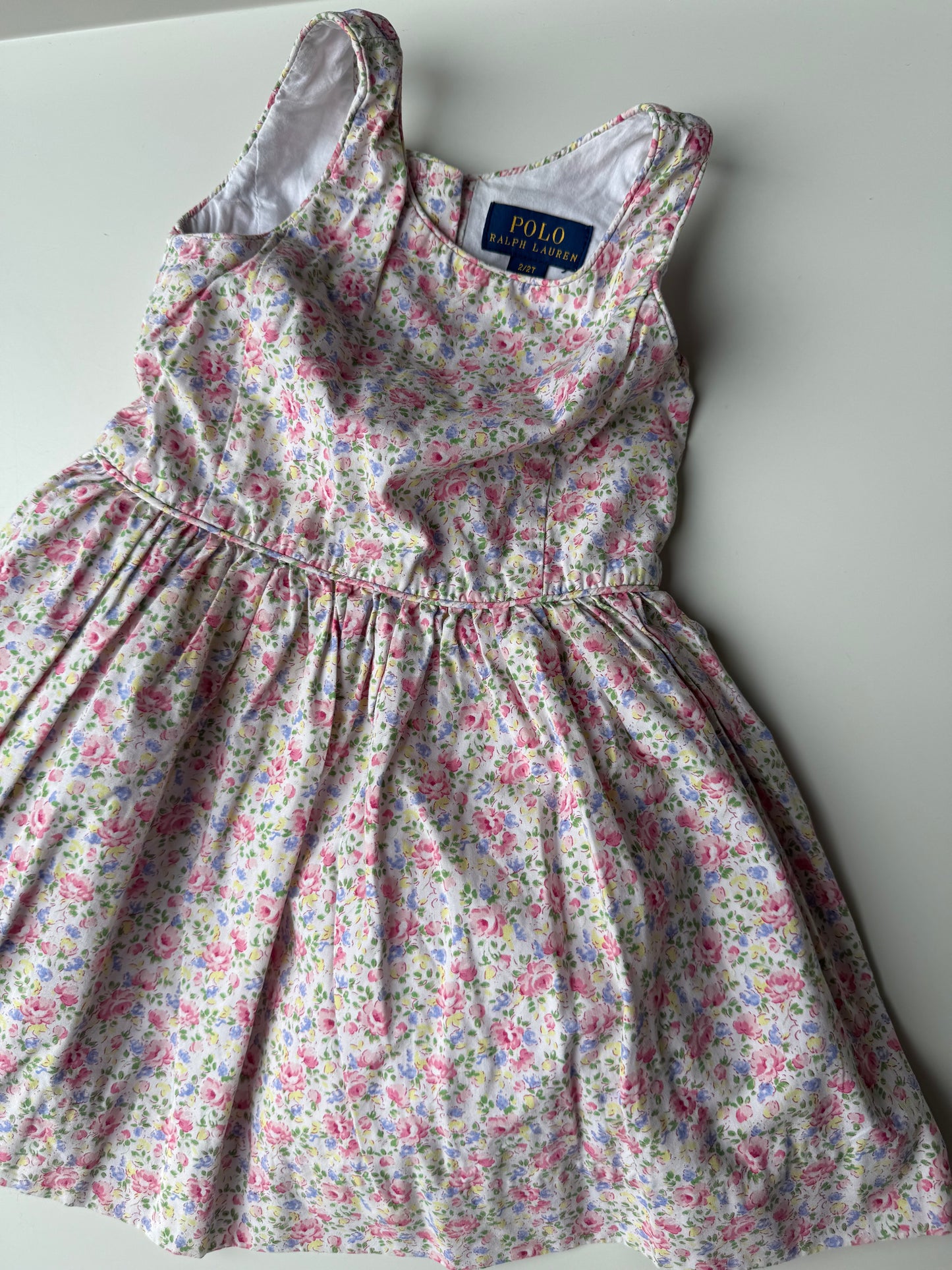 RALPH LAUREN Sommerkleid Streublumen rosa bunt 92