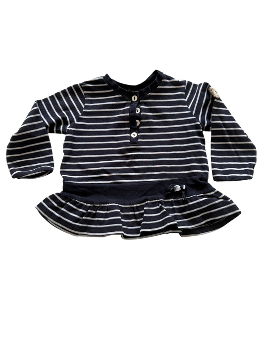 STEIFF Langarmshirt Blau weiß gestreift 86