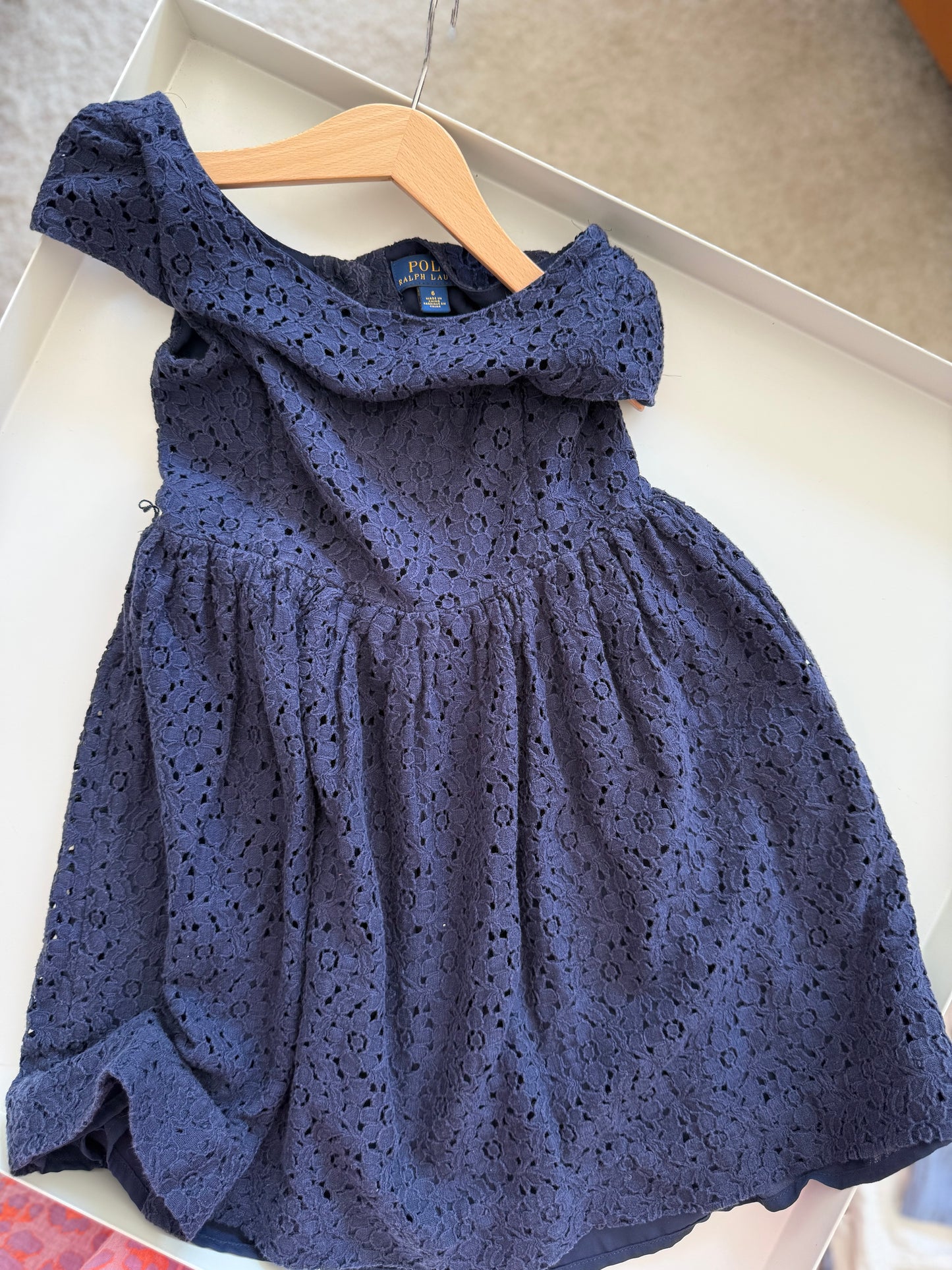 RALPH LAUREN Kleid Spitze dunkelblau festlich 116