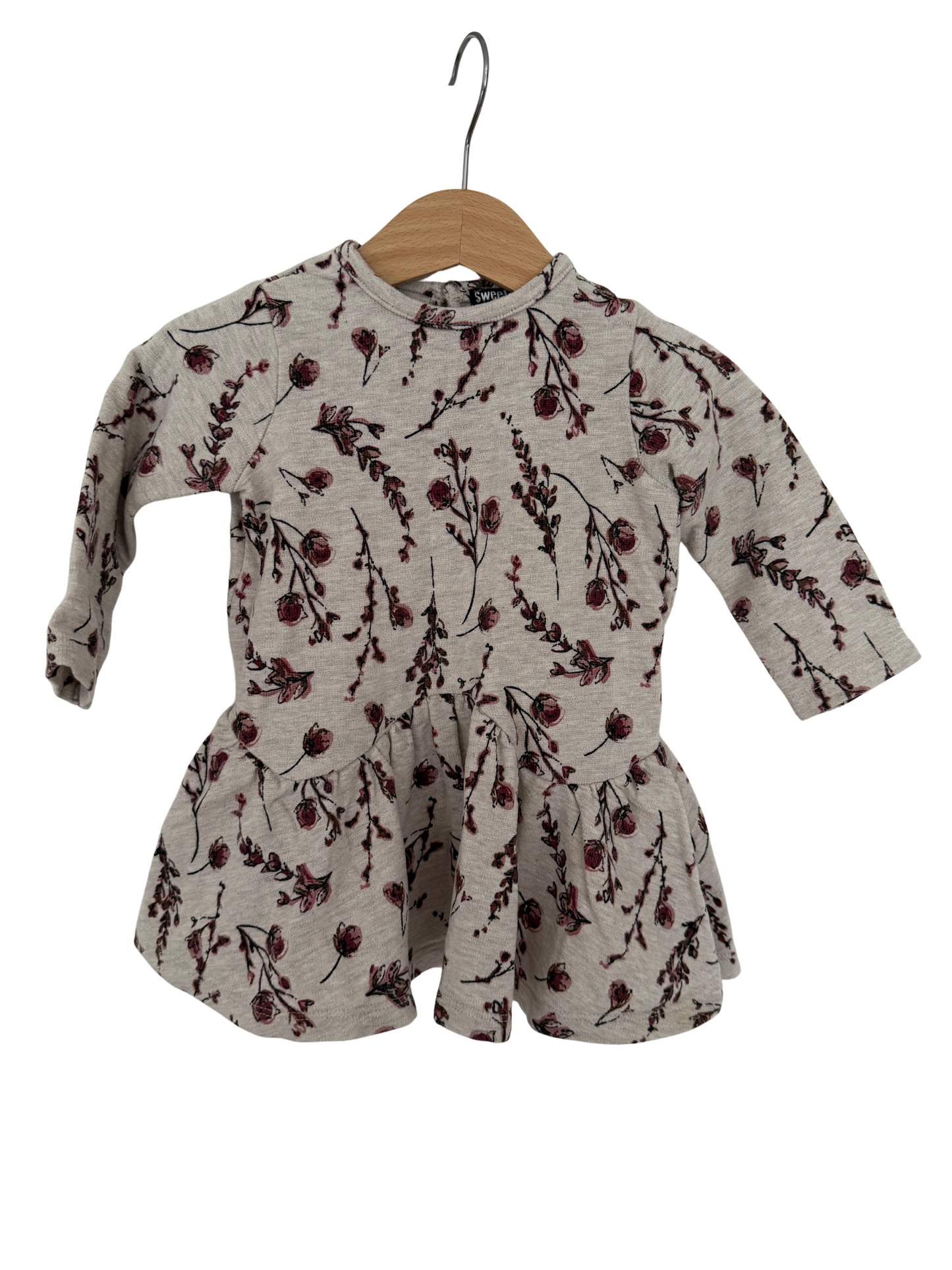 PRENATAL Kleid Blumen grau Burgund rot 74