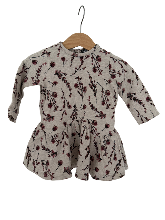 PRENATAL Kleid Blumen grau Burgund rot 74