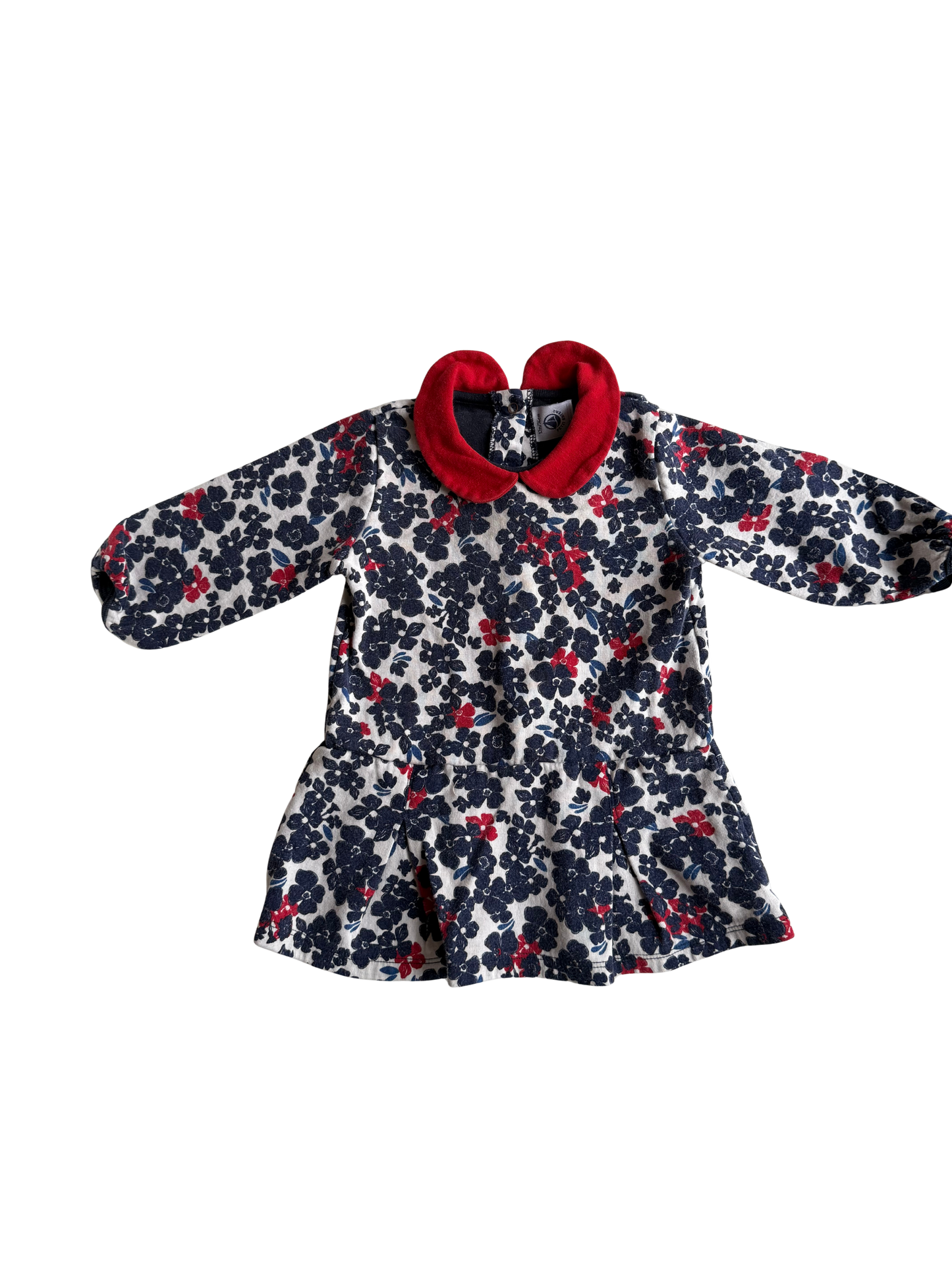 PETIT BATEAU Kleid Blumen blau weiß rot 74