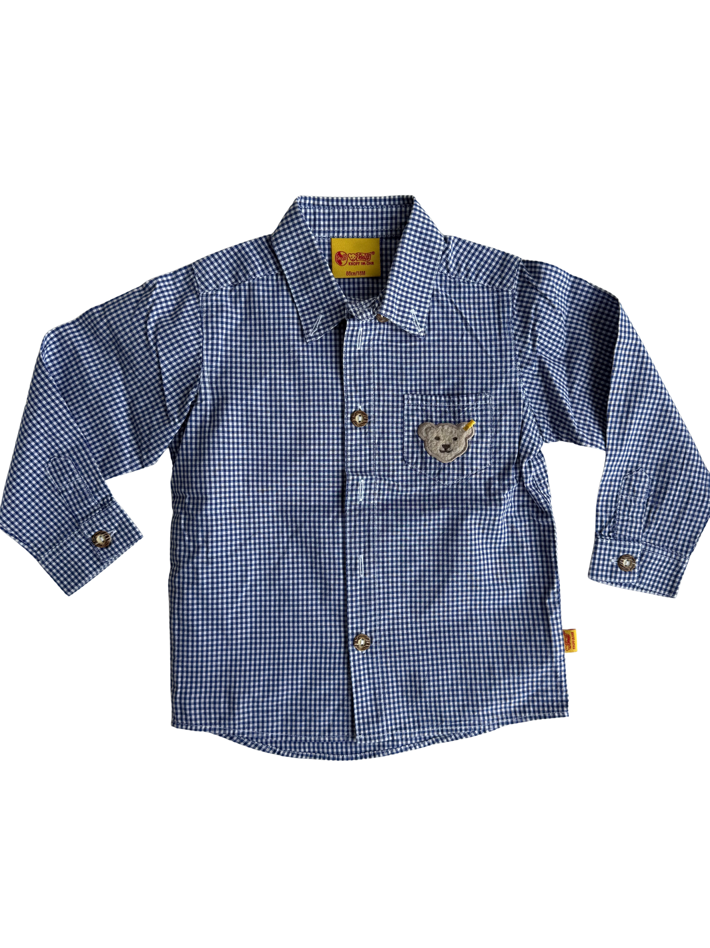STEIFF Hemd Tracht blau weiß Bärchen 86
