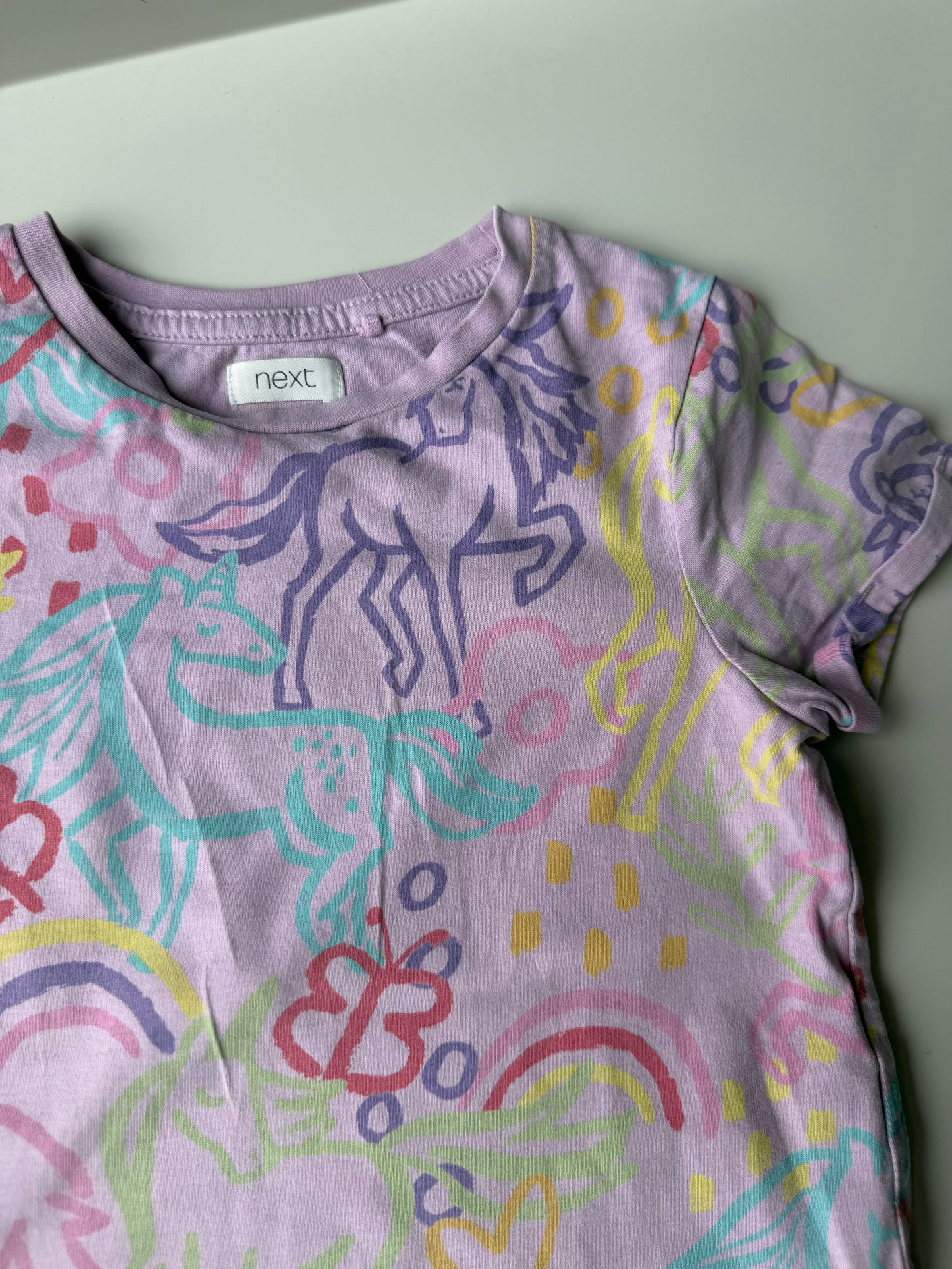 NEXT T-Shirt Einhörner lila bunt 116